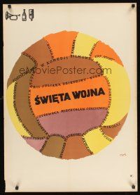 9h302 HOLY WAR Polish 23x33 '65 Julian Dziedzine's Swieta wojna, Flisak art of soccer ball!