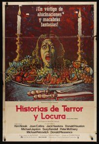 9h238 TALES THAT WITNESS MADNESS Spanish '73 wacky screaming head on food platter horror image!