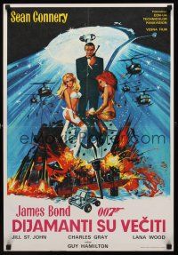 9h551 DIAMONDS ARE FOREVER Yugoslavian '71 art of Sean Connery as James Bond by Robert McGinnis!
