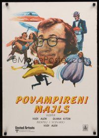 9h598 SLEEPER Yugoslavian '74 Woody Allen, Diane Keaton, wacky sci-fi comedy art by Ciriello!