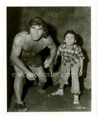 9j185 DINOSAURUS 8x10 still '60 wacky image of caveman in loincloth with terrified boy!