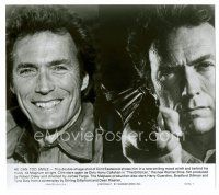 9j221 ENFORCER 8x9.25 still '76 split image of Clint Eastwood as Dirty Harry & with rare smile!