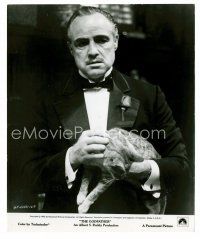 9j288 GODFATHER 8x10 still '72 Francis Ford Coppola, classic image of Marlon Brando holding cat!