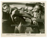 9j294 GOLDFINGER 8x10 still '64 c/u of Honor Blackman restraining Sean Connery as James Bond!