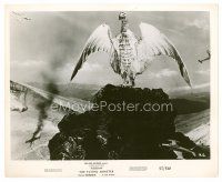 9j586 RODAN 8x10 still '57 The Flying Monster perched on rock attacked by airplanes!