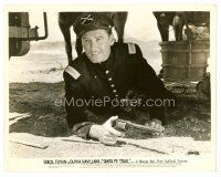 9j592 SANTA FE TRAIL 8x10 still '40 smiling Errol Flynn on ground with gun, Michael Curtiz
