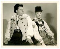 9j656 SWISS MISS 8x10 still '38 Stan Laurel & Oliver Hardy dressed in their finest Swiss outfits!