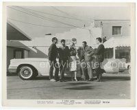9j657 T-BIRD GANG 8x10 still '59 four guys and a girl in front of classic '50s Ford Thundebird!