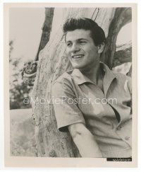 9j687 TOMMY SANDS 8x10 still '57 great portrait of the singer outdoors leaning on a tree!