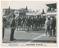 9j727 WILD ONE 8x10 still R60 biker Marlon Brando & his gang march down Main Street!