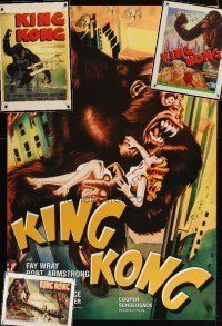 9k047 LOT OF 4 UNFOLDED KING KONG REPRO POSTERS '90s some of the best artwork ever!