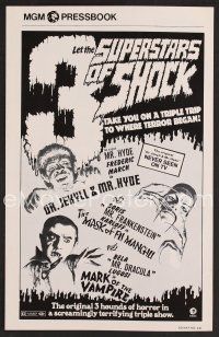 9k252 3 SUPERSTARS OF SHOCK pressbook '72 Boris Karloff, Bela Lugosi, March, cool monster art!