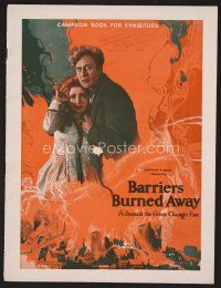 9k257 BARRIERS BURNED AWAY pressbook '24 art of Mabel Ballin & Eric Mayne in the Chicago Fire!