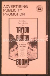 9k259 BOOM pressbook '68 Elizabeth Taylor & Richard Burton, Tennessee Williams drama!