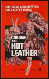 9k268 CHROME & HOT LEATHER pressbook '71 don't muck around with a Green Beret biker's sexy mama!