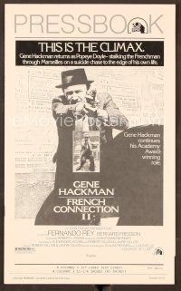 9k289 FRENCH CONNECTION II pressbook '75 John Frankenheimer, c/u of Gene Hackman aiming his gun!