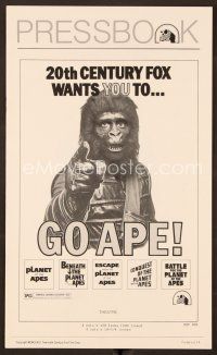 9k293 GO APE pressbook '74 5-bill Planet of the Apes, wonderful Uncle Sam parody art!