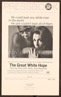 9k295 GREAT WHITE HOPE pressbook '71 boxing biography, Jane Alexander, James Earl Jones!