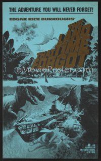 9k304 LAND THAT TIME FORGOT pressbook '75 Edgar Rice Burroughs, wonderful dinosaur art!