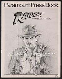 9k335 RAIDERS OF THE LOST ARK pressbook '81 great art of adventurer Harrison Ford by Richard Amsel!