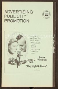 9k350 THEY MIGHT BE GIANTS pressbook '71 George C. Scott & Joanne Woodward touch every heart!