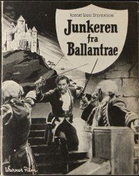 9k184 MASTER OF BALLANTRAE Danish program '53 Errol Flynn, Robert Louis Stevenson, different!