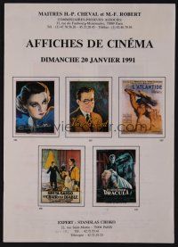9m326 AFFICHES DE CINEMA 01/20/91 auction catalog '91 lots of French poster images!
