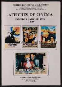 9m361 AFFICHES DE CINEMA 01/09/93 auction catalog '93 lots of wonderful French poster images!