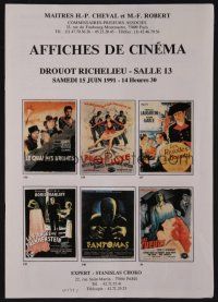 9m331 AFFICHES DE CINEMA 06/15/91 auction catalog '91 lots of French poster images!