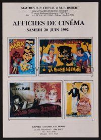 9m350 AFFICHES DE CINEMA 06/20/92 auction catalog '92 lots of French poster images!