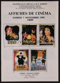 9m358 AFFICHES DE CINEMA 11/07/92 auction catalog '92 lots of French poster images!