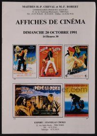 9m336 AFFICHES DE CINEMA 10/20/91 auction catalog '91 lots of French poster images!