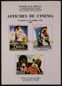 9m394 AFFICHES DE CINEMA 10/22/94 auction catalog '94 Dietrich, Cooper, Fay Wray & King Kong!