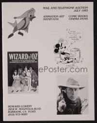 9m373 ANIMATION ART COMIC BOOKS DISNEYANA CINEMA ITEMS 07/17/93 auction catalog '93 cartoons!