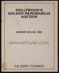 9m298 HOLLYWOOD GOLDEN MEMORABILIA AUCTION 08/28/82 auction catalog '82