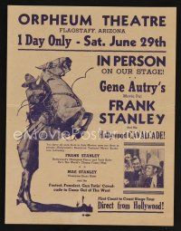 9m236 FRANK STANLEY IN PERSON herald '30s Gene Autry's pal in person on stage!