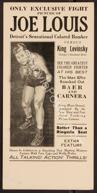 9m249 JOE LOUIS VS KING LEVINSKY herald '35 boxing, cool artwork of Joe!