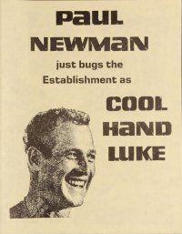 9m225 COOL HAND LUKE herald '67 Paul Newman prison escape classic, Dennis Hopper!