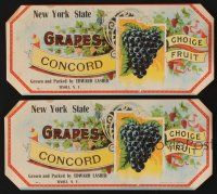 9m015 NEW YORK STATE CONCORD GRAPES 4 crate labels '10s crate labels, great design!