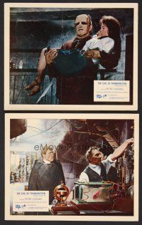 9p862 EVIL OF FRANKENSTEIN 2 color English FOH LCs '64 Peter Cushing, Hammer, monster w/Katy Wild!