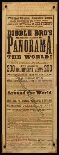 9p001 DIBBLE BROS. PANORAMA double-sided daybill 1875 entire world seen in 200 magnificent views!