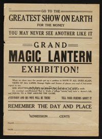 9p002 GRAND MAGIC LANTERN EXHIBITION handbill c1880s entertainment equal to a trip around the globe