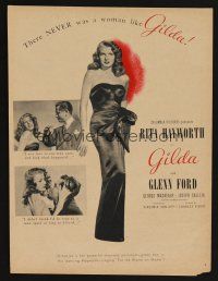 9p107 GILDA magazine Ad '46 sexy Rita Hayworth full-length in sheath dress & slapped by Glenn Ford!