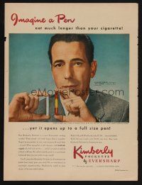 9p111 KEY LARGO magazine ad '48 close-up of Humphrey Bogart, Kimberly Eversharp ink pen tie-in!