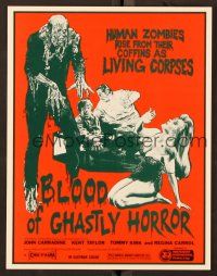 9p147 BLOOD OF GHASTLY HORROR promo brochure '72 John Carradine, wild horror artwork!