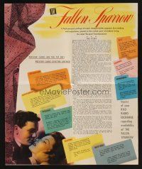 9p174 FALLEN SPARROW promo brochure '43 great art of John Garfield & sexy Maureen O'Hara!