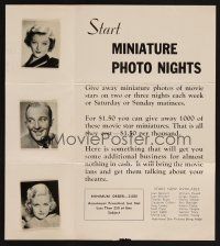 9p209 MINIATURE PHOTO NIGHTS promo brochure '40s Bing Crosby, Joan Blondell & Myrna Loy!