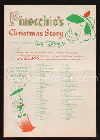 9p217 PINOCCHIO'S CHRISTMAS STORY promo brochure '61 comic strip, cool art from Disney classic!