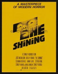 9p237 SHINING promo brochure '80 Stephen King, Stanley Kubrick, Jack Nicholson!