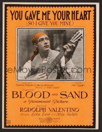 9p276 BLOOD & SAND sheet music '22 matador Rudolph Valentino, You Gave Me Your Heart!